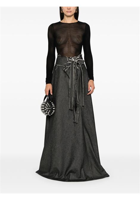 body morphing pinstripes donna nero in poliammide JEAN PAUL GAULTIER | 24/31-F-BD055-T570-0000